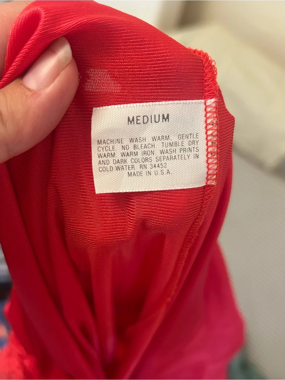 Vintage Red Lace-Trim Long Nightgown - Picture 8 of 8